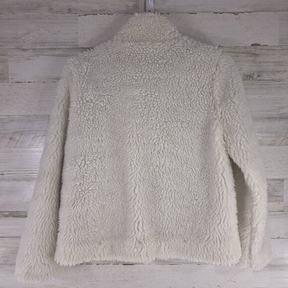 TOMMY HILFIGER White Warm Fuzzy Full Zip Sherpa Jacket WOMEN'S SIZE MEDIUM - Picture 2 of 16